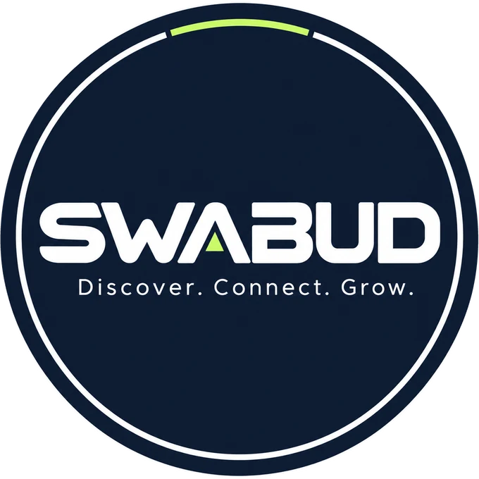 SWABUD circular badge logo with the tagline Discover. Connect. Grow.